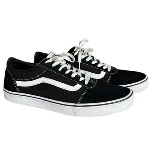 Vans Ward Black White Canvas Suede Low Top Skate Shoes Men Size 12